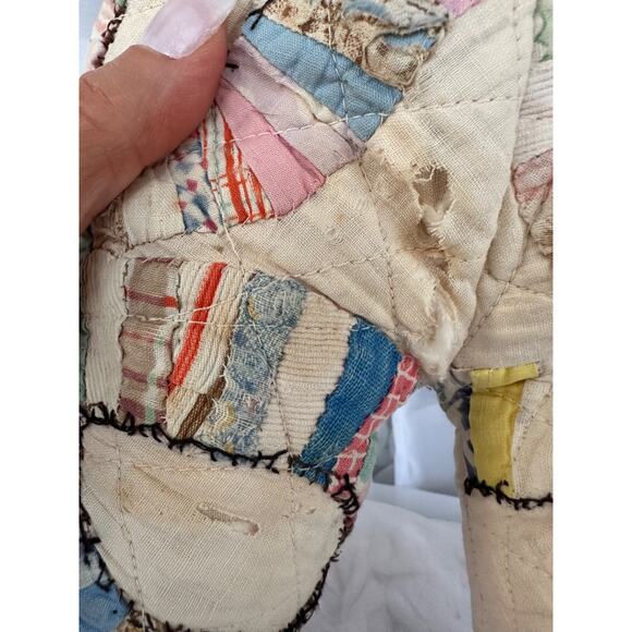 Vintage Teddybear PATCHWORK Calico Feedsack Hand Made Cotton Shabby Chic Country - Picture 7 of 11